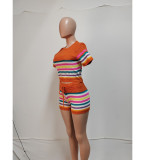 Fashion Knits Short Sleeve Two Piece Shorts Set QXTF-83026