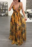 Deep V-neck Backless Chiffon Maxi Dress NK-8212