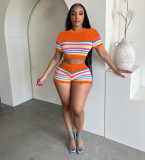 Fashion Knits Short Sleeve Two Piece Shorts Set QXTF-83026