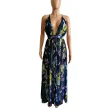 Deep V-neck Backless Chiffon Maxi Dress NK-8212