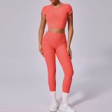 Solid Color Backless Yoga Two Piece Pants Set GQSA-71240/46324