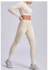 Solid Color Long Sleeve Yoga Sport Pants Suit GQSA-24129/87652