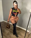 Letter Print Sleeveless Loose Tank Top GYZY-8827