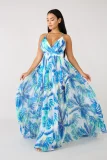 Deep V-neck Backless Chiffon Maxi Dress NK-8212