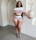 Fashion Knits Short Sleeve Two Piece Shorts Set QXTF-83026