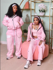 Sport Hooded Sweatshirt Two Piece Pants Set GFCF-1398