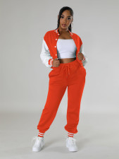Contras Color Single Breasted Two-piece Pants Set FENF-6048