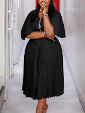 Plus Size Solid Color Pleated Maxi Dress NNWF-8120