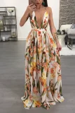 Deep V-neck Backless Chiffon Maxi Dress NK-8212