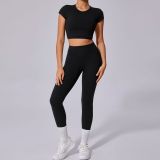 Solid Color Backless Yoga Two Piece Pants Set GQSA-71240/46324