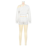 Slash Shoulder Tie Up Two Piece Shorts Set ASL-6803