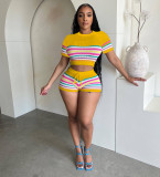 Fashion Knits Short Sleeve Two Piece Shorts Set QXTF-83026