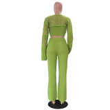 Casual Hollow Out Knits Three Piece Pants Suit TR-1340