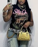 Letter Print Sleeveless Loose Tank Top GYZY-8827