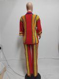 Hollow Out Stripe Knits Two Piece Pant Set QXTF-83020