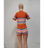 Fashion Knits Short Sleeve Two Piece Shorts Set QXTF-83026