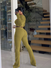 Casual Hollow Out Knits Three Piece Pants Suit TR-1340