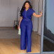 Plus Size Solid Color Shirt Two Piece Pants Set NNWF-8088