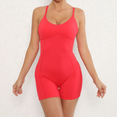 Adjustable Shoulder Strap Hollowe Out Sports Romper GQSA-87045