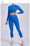 Solid Color Long Sleeve Yoga Sport Pants Suit GQSA-24129/87652