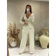 Jacquard Pleated V-neck Wide Leg Pants Set ASL-6807