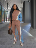 Color Block Stripe Sport Two Piece Pants Set SFY-778