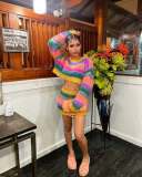 Casual Stripe Knits Two Piece Skirts Set TR-1341