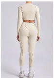 Solid Color Long Sleeve Yoga Sport Pants Suit GQSA-24129/87652