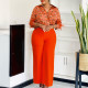 Plus Size Long Sleeve Print Loose Two Piece Pants Set GMLF-3342