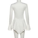 V Neck Tie Up Flare Sleeve Mini Dress GYME-K25D78260