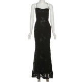 Sexy Tie Up Solid Color Maxi Dress GYME-K25D77350