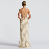 Sexy Tie Up Solid Color Maxi Dress GYME-K25D77350