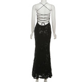 Sexy Tie Up Solid Color Maxi Dress GYME-K25D77350