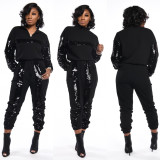 Sequin Color Block Two Piece Pants Set BN-9213
