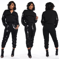 Sequin Color Block Two Piece Pants Set BN-9213