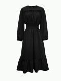 Solid Color Long Sleeve Loose Midi Dress OMY-12013