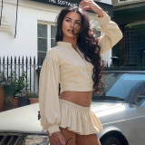 Long Sleeve Zipper Coat Culottes 2 Piece Set GYME-K25S77655