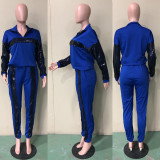 Sequin Color Block Two Piece Pants Set BN-9213