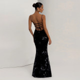 Sexy Tie Up Solid Color Maxi Dress GYME-K25D77350