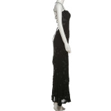 Sexy Tie Up Solid Color Maxi Dress GYME-K25D77350