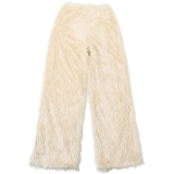Color Plush High Waisted Straight Warm Pants GYME-K25P79675