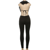 Sexy Backless Halterneck Two Piece Pants Set GSLF-K25S79575