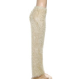 Color Plush High Waisted Straight Warm Pants GYME-K25P79675