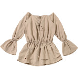 One Shoulder Solid Color Flare Sleeve Mini Dress GYME-K25D76712