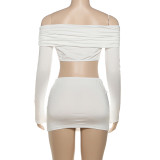 One Shoulder Long Sleeve T Shirts Skirt Suit GYME-K25S78493