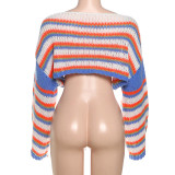 Stripe Color Block Patchwork Sweater GSLF-W25L79126