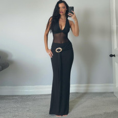 Mesh Patchwork Sleeveless Maxi Dress GYME-K25D78789