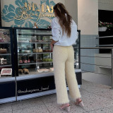 Color Plush High Waisted Straight Warm Pants GYME-K25P79675
