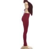 Sexy Backless Halterneck Two Piece Pants Set GSLF-K25S79575