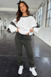 Color Block Long Sleeve Sweatshirts Two Piece Pants Set SSNF-211404